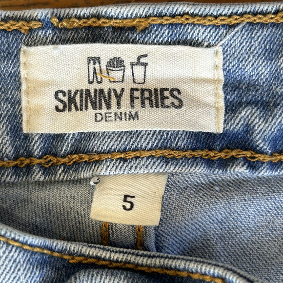 Skinny Fries Flare Jeans Womens Size 5 Hi Waist Distressed Retro 70s Grunge Boho - Picture 11 of 12